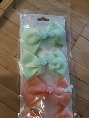 Princess Accessories Pastel Bow Hair Clips - Mint & Peach